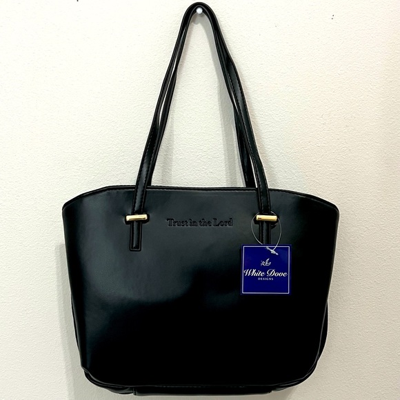Trust, Purse Style Bible Tote, BLK with Gold Accents, Large (White Dove Designs) - Picture 1 of 12